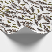 White Holiday Winter Pinecones Wrapping Paper Cadeaupapier (Hoek)