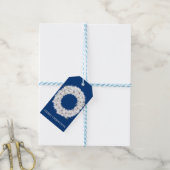 White Holiday Wreath Cadeaulabel (Met Touw)