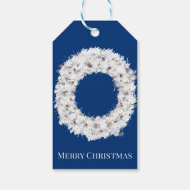 White Holiday Wreath Cadeaulabel