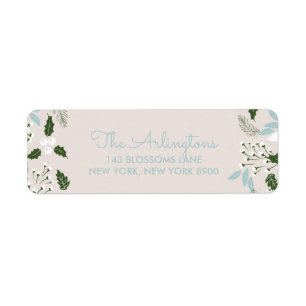 White Holly Botanical Prettige feestdagen Address Etiket