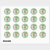 White Holly Leaves Custom Initialen Holiday Sticke Ronde Sticker (Vel)