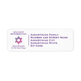 White Holocaust Remembryo Day Return Address Etiket