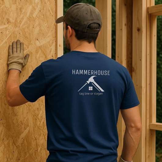 White Home Builder Construction Staff Navy T-Shirt