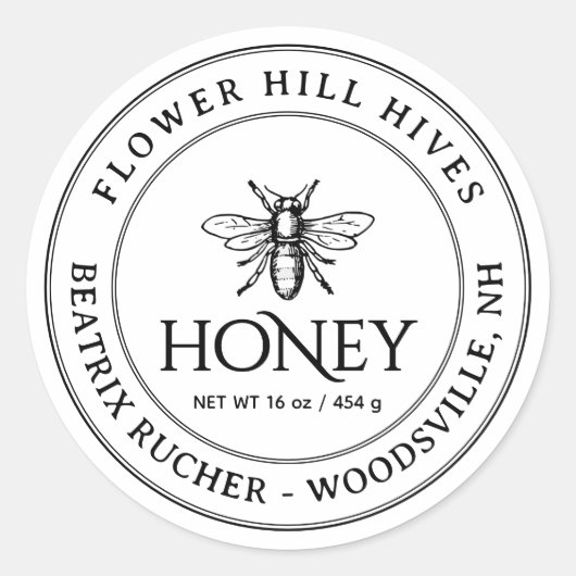 White Honey Label met Franse Bee (Voorkant)