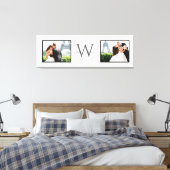 White Horizontal 2 Photo Monogram Wedding Keepomwi Canvas Afdruk (Insitu (Slaapkamer))