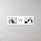 White Horizontal 2 Photo Monogram Wedding Keepomwi Canvas Afdruk (Voorkant)