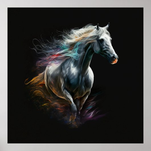 White Horse, Abstracte kleuren, Art Print Wall (Voorkant)