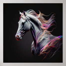 White Horse, Abstracte kleuren, Art Print Wall