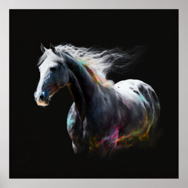 White Horse, Abstracte kleuren, Art Print Wall