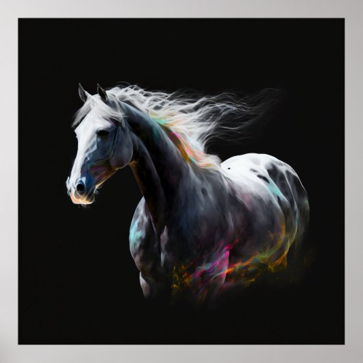 White Horse, Abstracte kleuren, Art Print Wall (Voorkant)