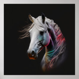 White Horse, Abstracte kleuren, Art Print Wall