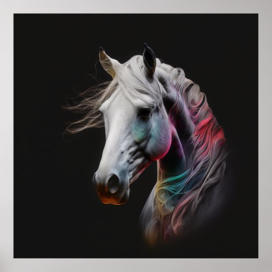 White Horse, Abstracte kleuren, Art Print Wall (Voorkant)