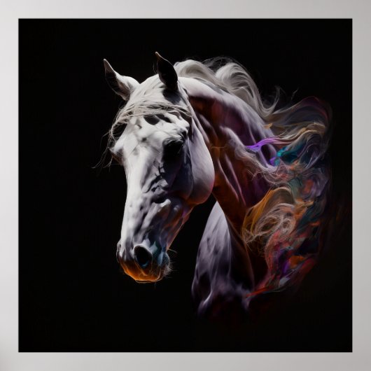 White Horse, Abstracte kleuren, Art Print Wall (Voorkant)
