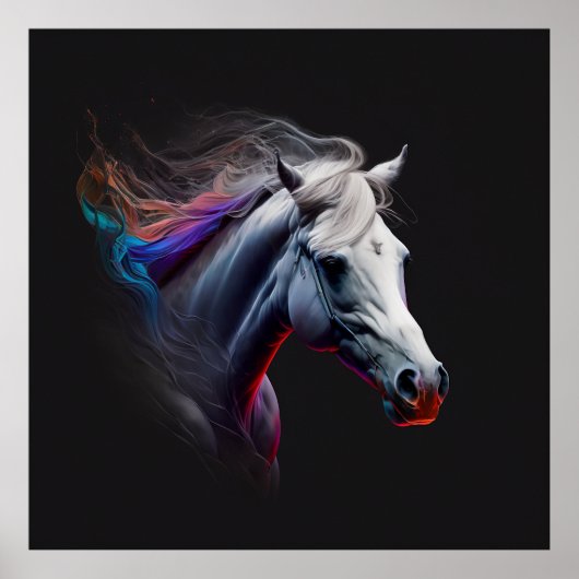 White Horse, Abstracte kleuren, Art Print Wall (Voorkant)