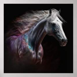 White Horse, Abstracte kleuren, Art Print Wall