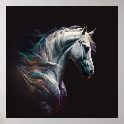 White Horse, Abstracte kleuren, Art Print Wall (Voorkant)