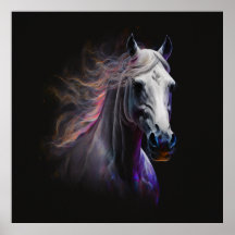 White Horse, Abstracte kleuren, Art Print Wall