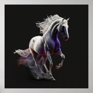 White Horse, Abstracte kleuren, Art Print Wall