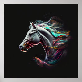 White Horse, Abstracte kleuren, Art Print Wall