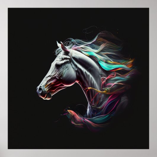 White Horse, Abstracte kleuren, Art Print Wall (Voorkant)