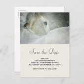 White Horse and Bird in a Snowfall Save the Date Aankondigingskaart (Voorkant / Achterkant)