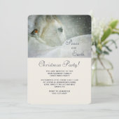 White Horse and Bird in Winter Kerstparty Kaart (Staand voorkant)