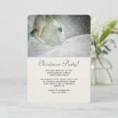 White Horse and Bird in Winter Kerstparty Kaart (Staand voorkant)