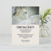 White Horse and Bird in Winter Kerstparty Kaart (Staand voorkant)