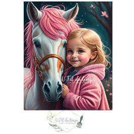 White horse and Little Cutie in a pink coat Tissuepapier