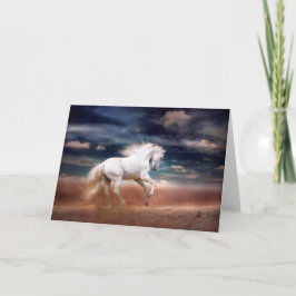 White Horse bij Sunset on Beach Wenskaart Kaart
