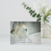 White Horse & Bird in a Winter Snowfall Bedankt Briefkaart (Staand voorkant)