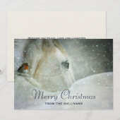 White Horse & Bird in a Winter Snowfall Kerstmis Feestdagenkaart (Voorkant / Achterkant)