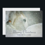 White Horse & Bird in a Winter Snowfall Kerstmis Feestdagenkaart<br><div class="desc">Een platte vakantiekaart met een serene foto van een mooi wit paard met een kleine vogel op zijn nek. Een magische wintersneeuwval geeft het afbeelding een prachtige mystieke kwaliteit.</div>