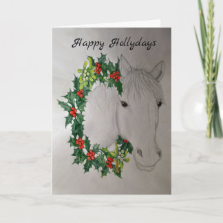 White Horse Christmas Garland Groeten Kaart
