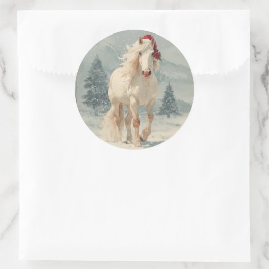 White Horse Christmas Sticker (Tas)