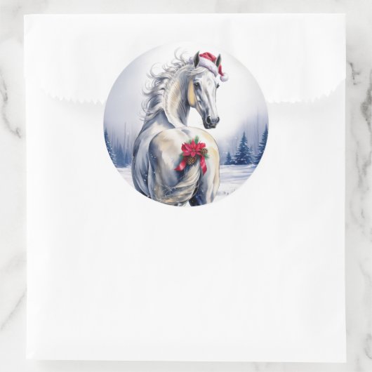White Horse Christmas Sticker (Tas)
