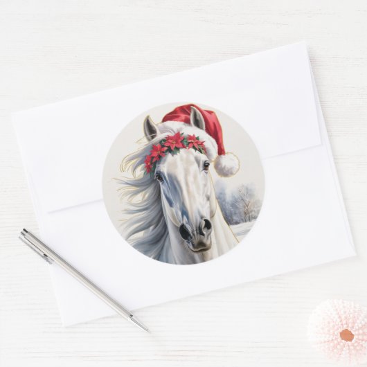 White Horse Christmas Sticker (Envelop)