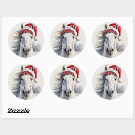 White Horse Christmas Sticker (Vel)