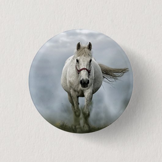 White Horse Cloud Photo Ronde Button 3,2 Cm (Voorkant)