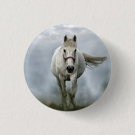  White Horse Cloud Photo Ronde Button 3,2 Cm