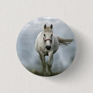 White Horse Cloud Photo Ronde Button 3,2 Cm
