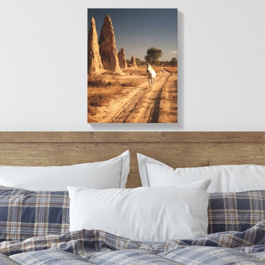 White Horse Desert Monolith Painting Canvas Afdruk (Insitu (Slaapkamer))