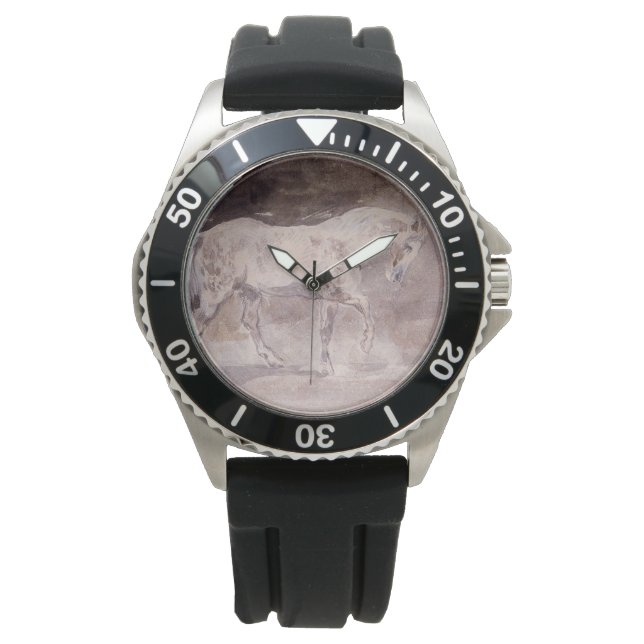 White Horse (door Eugene Delacroix) Horloge (Voorkant)