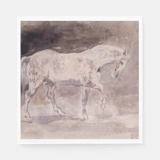 White Horse (door Eugene Delacroix) Servet (Voorkant)