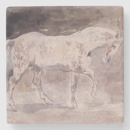 White Horse (door Eugene Delacroix) Stenen Onderzetter (Voorkant)