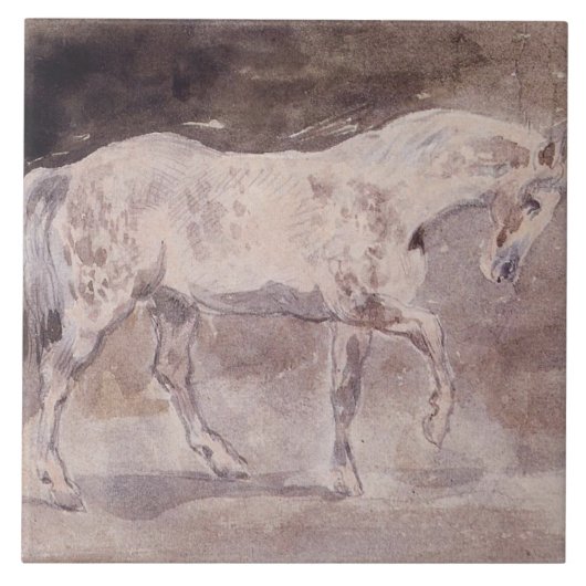 White Horse (door Eugene Delacroix) Tegeltje (Voorkant)