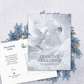 White Horse & Dove on Ice, Feestdagen Winter Magic Briefkaart
