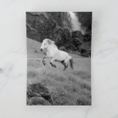 White Horse en het Waterfall Horse Wenskaart Kaart (Binnen)