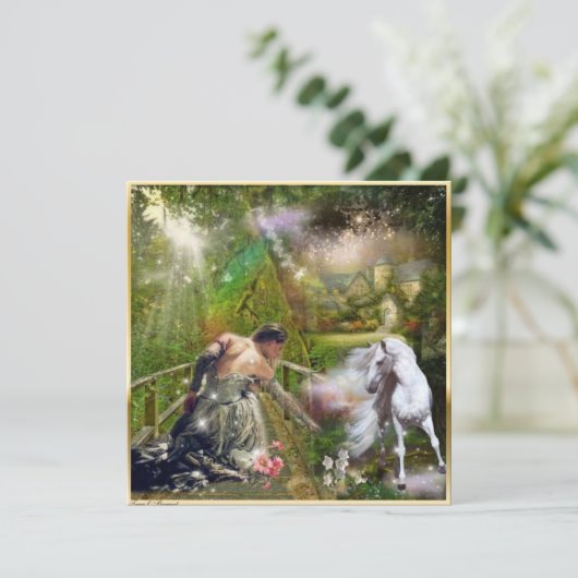 White Horse en Princess Fantasy Kaart (Staand voorkant)