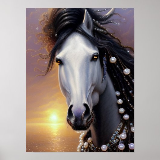 White Horse Equine Fantasy Art Poster (Voorkant)